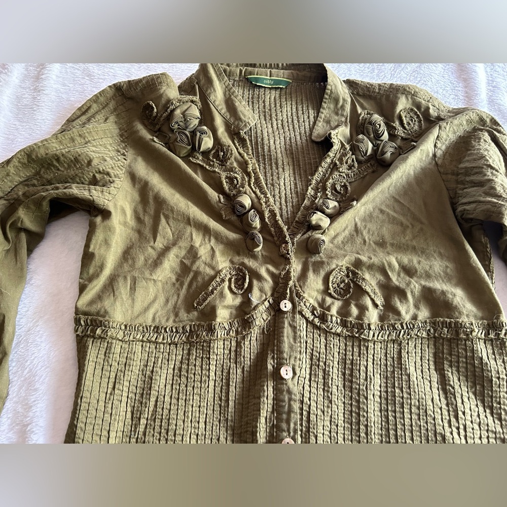 Olive Color Oilily blouse. Size EU 36 - Picture 4 of 5